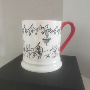Indigo Large  Red/White with Cartoon Animal Graphics Coffee mug.